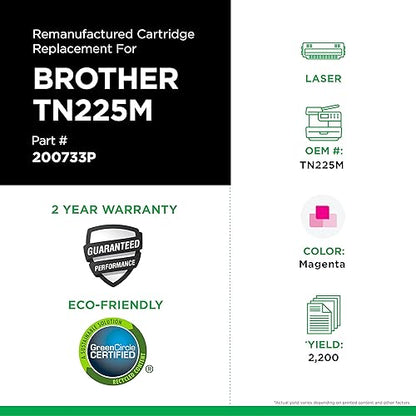 Clover Remanufactured Toner Cartridge Replacement for Brother TN225 | Magenta | High Yield Magenta 2,200