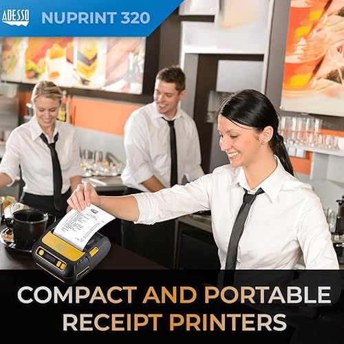 ADESSO 3" 80mm Portable Bluetooth Thermal Printer - High-Speed 90mm/s, Compatible with Android, iOS, Windows - Anti-Drop, Shockproof, Water-Resistant NuPrint 320B