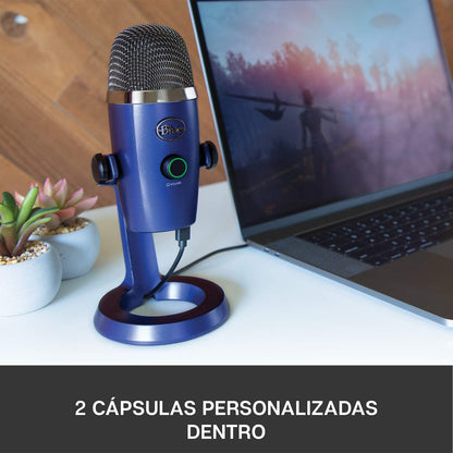 Blue microphones Blue Yeti Nano Premium USB Microphone for Recording, Streaming, Gaming, Podcasting on PC and Mac, Condenser Mic with Blue VO!CE Effects, Cardioid and Omni, No-Latency Monitoring - Vivid Blue Vivid Blue Microphone