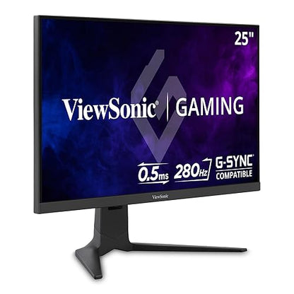 ViewSonic XG2536 25 Inch 1080p IPS Gaming Monitor with 280Hz, 0.5ms, FreeSync Premium, NVIDIA G-Sync Compatible, RGB Lighting, Advanced Ergonomics, HDMI, DP and 65W USB-C Inputs 25-Inch FHD
