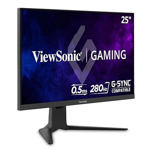 ViewSonic XG2536 25 Inch 1080p IPS Gaming Monitor with 280Hz, 0.5ms, FreeSync Premium, NVIDIA G-Sync Compatible, RGB Lighting, Advanced Ergonomics, HDMI, DP and 65W USB-C Inputs 25-Inch FHD