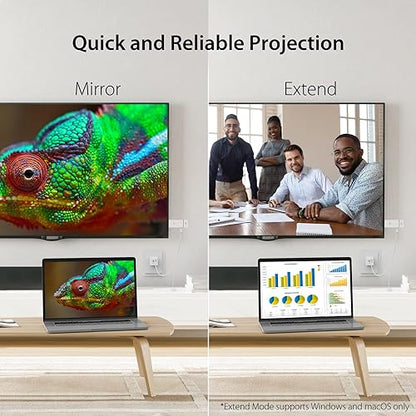 j5create ScreenCast 4K Wireless Adapter Screen Cast from Mobile Phone, Tablet, or Laptop Support for AirPlay, Miracast & Chromecast Mirror Extend for Windows & macOS Wireless Screen Display (JVAW76)