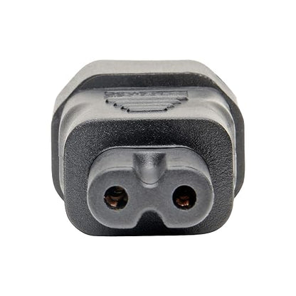 Tripp Lite Eaton Series IEC C14 to IEC C7 Power Cord Adapter - 7A, 125V, Black - 1 x IEC 60320 C14 Plug - 1 x IEC 60320 C7 Receptacle - 125V AC / 7A - Black