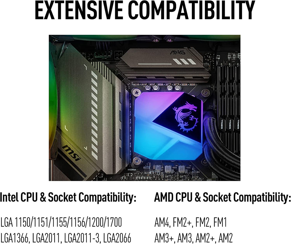 MSI MAG CoreLiquid C240 - AIO ARGB CPU Liquid Cooler - 240mm Radiator - LGA 1700 Ready - Dual 120mm ARGB PWM Fans 240 mm MAG CORELIQUID C240