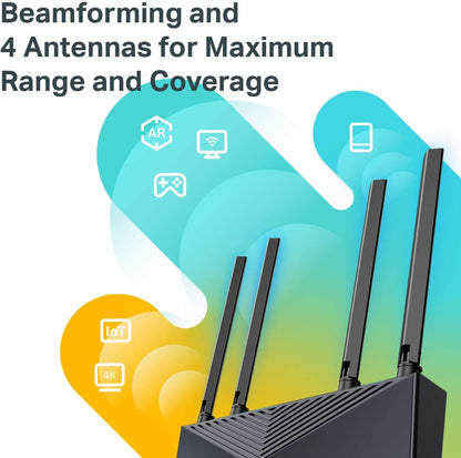 TP-Link AX1500 Smart WiFi 6 Router (Archer AX10) – 802.11ax Router, 4 Gigabit LAN Ports, Dual Band AX Router,Beamforming,OFDMA, MU-MIMO, Parental Controls, Works with Alexa AX1500 WiFi 6 Router