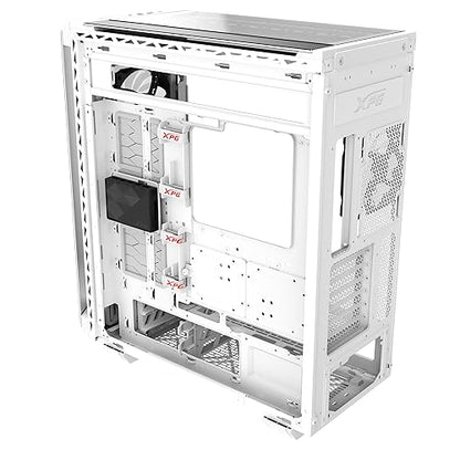 XPG Battlecruiser II Mid-Tower ATX PC Gaming Case: Exoskeleton-Driven, Aesthetics, Efficient Airflow, 420mm Radiator, GPU Holder, Cable Management, XPG Prime Box, White(BATTLECRUISERIIPST-WHCWW)
