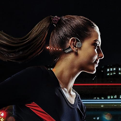 OPN Sound OS4000BL Dashlyte Bluetooth Bone-Conduction LED-Neckband Headphones with Microphone, Black