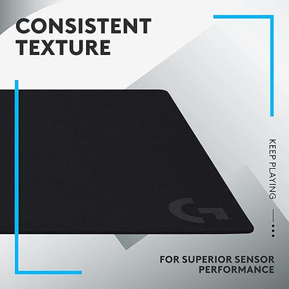 Logitech G840 XL Cloth Gaming Mouse Pad - 0.12 in Thin, Stable Rubber Base, Performance-Tuned Surface - Black Black XL Cloth
