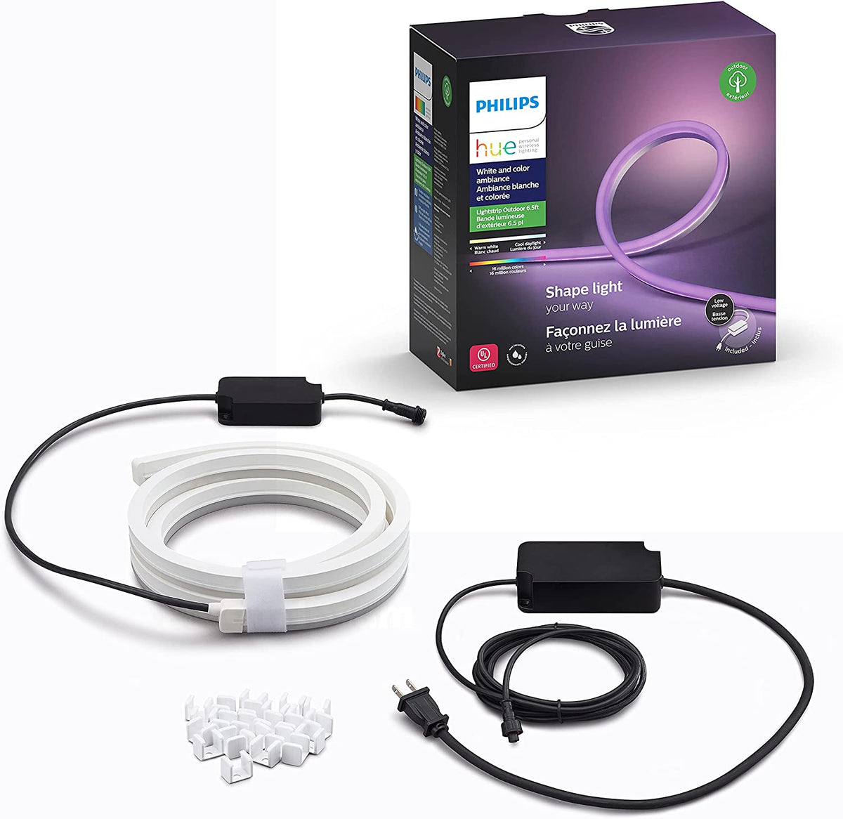 Philips Hue Smart Outdoor Lightstrip, 2m/7ft, (Voice Compatible with Amazon Alexa, Apple Homekit, and Google Home, Hue Hub Sold Separately), White
