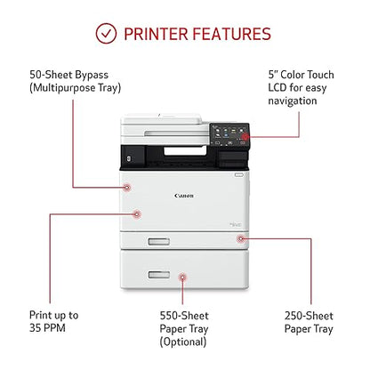 Canon imageCLASS MF751Cdw Wireless Laser Multifunction Printer - Color - White - Copier/Printer/Scanner - 35 ppm Mono/35 ppm Color Print - 1200 x 1200 dpi Print - Automatic Duplex Print - Color Flatbed Scanner