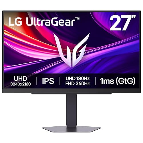 LG Ultragear 27G810A 27” 4K UHD Gaming Monitor – 180Hz, 1ms GtG, Dual-Mode, VESA DisplayHDR 400, HDMI 2.1, NVIDIA G-SYNC Compatible, AMD FreeSync Premium, IPS, DCI-P3 95% 27" IPS 180Hz UHD 3840 x 2160