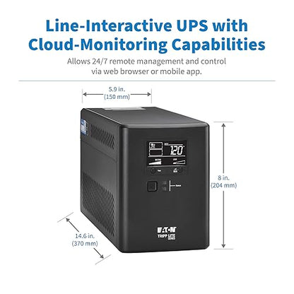 Eaton Tripp Lite Series Cloud-Connected 1500VA UPS Battery Backup & Surge Protector, Remote Management & Monitoring, 1000W, 10 Outlets, LCD Screen, Computer UPS