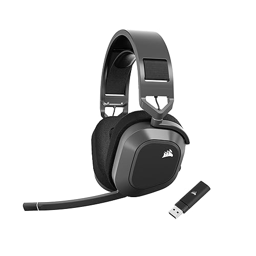 Corsair HS80 MAX Wireless Multiplatform Gaming Headset with Bluetooth - Dolby Atmos - Broadcast Quality Microphone - iCUE Compatible - PC, Mac, PS5, PS4, Mobile - Steel Gray Wireless with Bluetooth Gray