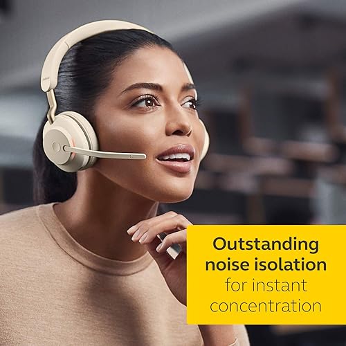 Jabra Evolve2 65 USB-A MS Stereo - Beige Wireless Headset/Music Headphones