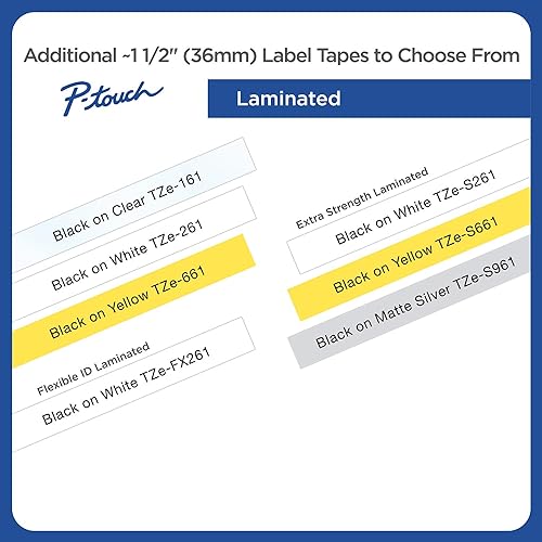 Brother 36mm (1.4) Black on Matte Silver Tape With Extra Strength Adhesive 8m(26.2 Ft) Black on Matte Silver 1.5 Inches