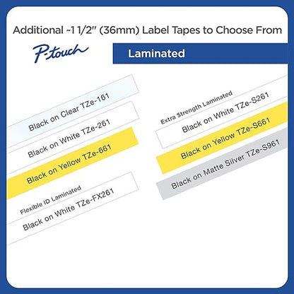Brother 36mm (1.4) Black on Matte Silver Tape With Extra Strength Adhesive 8m(26.2 Ft) Black on Matte Silver 1.5 Inches