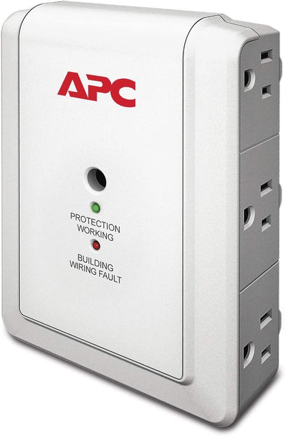 APC Wall Outlet Multi Plug Extender, P6W, (6) AC Multi Plug Outlet, 1080 Joule Surge Protector white Outlets Only