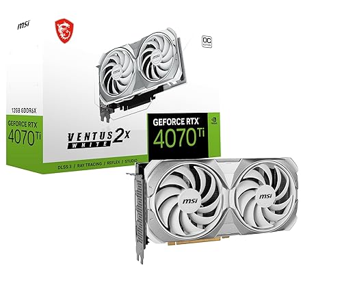 MSI Gaming GeForce RTX 4070 Ti 12GB GDRR6X 192-Bit HDMI/DP Nvlink Tri-Frozr 3 Ada Lovelace Architecture Graphics Card (RTX 4070 Ti Ventus 2X White 12G OC)