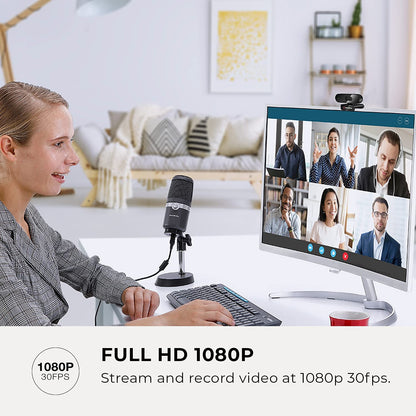 AVerMedia PW310P Webcam - Full 1080p 30fps HD Camera with Autofocus and Dual Stereo Microphones, Work from Home, Remote Learning. 1080p 30fps Auto focus