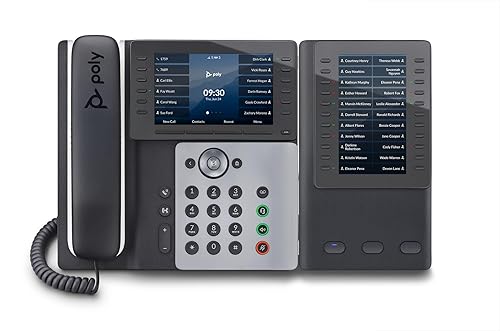 Poly Edge E500 IP Phone - Corded - Corded - 3 Multiple Conferencing - Desktop, Wall Mountable - White, Midnight Blue - TAA Compliant - VoIP - 5" LCD - 2 x Network (RJ-45) - PoE Ports
