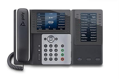 Poly Edge E500 IP Phone - Corded - Corded - 3 Multiple Conferencing - Desktop, Wall Mountable - White, Midnight Blue - TAA Compliant - VoIP - 5" LCD - 2 x Network (RJ-45) - PoE Ports