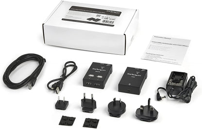 StarTech.com 4-Port USB 2.0 Extender - 165ft (50m) USB Over Cat5/Cat6 Extender - Compact USB 2.0 Over Ethernet Extender (USB2004EXTV) 4 Port (USB 2.0) 130 or 165 ft
