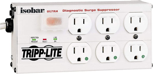 Tripp Lite Hospital-Grade Isobar 6-Outlet Surge Protector Power Strip, 15ft Cord, 3300 Joules Protection, Right Angle Plug, UL 1363, Not for Patient Care Vicinities, (ISOBAR6ULTRAHG)