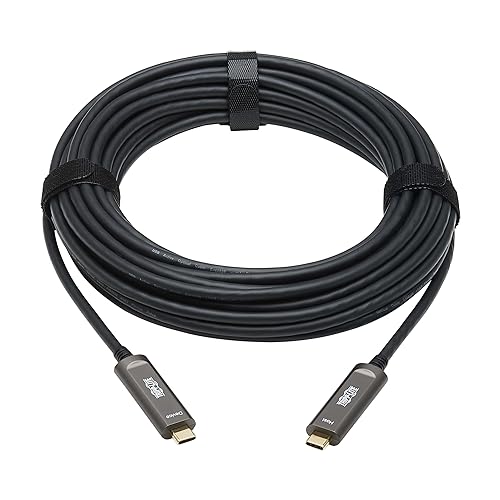 Tripp Lite USB-C Fiber (10 Gbps) Data Cable, Backward Compatible USB 3.2 Active Optical Cable, Male to Male, Plenum-Rated for Wall Installations, 33 Feet / 10 Meters, 3-Year Warranty (U420F-10M-D321)