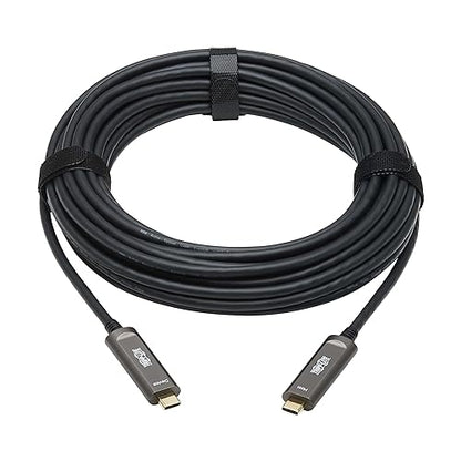 Tripp Lite USB-C Fiber (10 Gbps) Data Cable, Backward Compatible USB 3.2 Active Optical Cable, Male to Male, Plenum-Rated for Wall Installations, 33 Feet / 10 Meters, 3-Year Warranty (U420F-10M-D321)