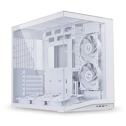 LIAN LI O11D MINI V2 Flow | Compact ATX Mid-Tower Airflow Computer Case | Panoramic View | High-Performance Airflow | Includes 5 x 120mm Reverse Blade Fans | Cable Management | White (O11DMIV2FW) White 5 Non RGB Fans