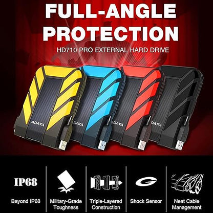 ADATA HD710 Pro 2TB External Hard Drive, Red (AHD710P-2TU31-CRD)
