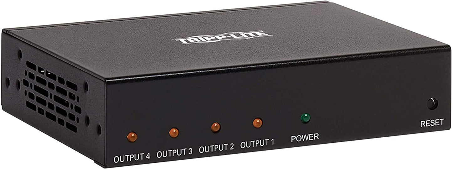 Tripp Lite HDMI Splitter, 1 in 4 Out Splitter, 4 Port HDMI Splitter, 4K @ 60 Hz, 4:4:4, Multi-Resolution Support, HDR, HDCP 2.2, TAA (B118-004-HDR), 15 Feet