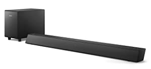 Philips B5306 2.1-Channel Soundbar with Wireless Subwoofer &amp; Roku TV Ready, Black