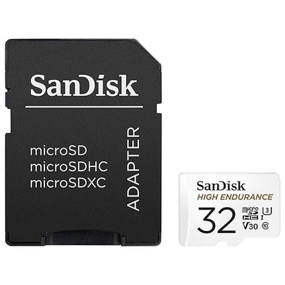 SanDisk 32GB High Endurance Video microSDHC Card with Adapter for Dash cam and Home Monitoring Systems - C10, U3, V30, 4K UHD, Micro SD Card - SDSQQNR-032G-GN6IA 32GB Card Only