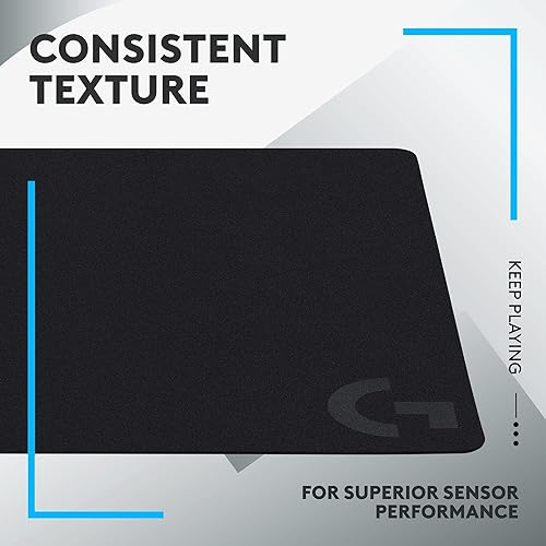 Logitech G240 Cloth Gaming Mouse Pad, Optimized for Gaming Sensors, Moderate Surface Friction, Non-Slip Mouse Mat - Black Black M Cloth