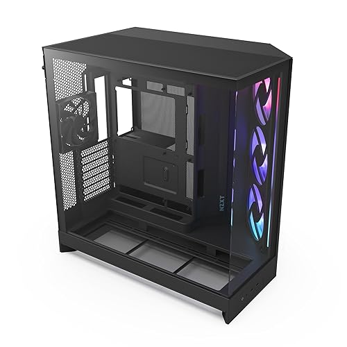 NZXT H9 Flow RGB Dual-Chamber Mid-Tower Case w/RGB Fans - All Black