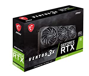 MSI Gaming GeForce RTX 3060 Ti LHR 8GB GDRR6 256-Bit HDMI/DP Torx Fan 3 Ampere Architecture Graphics Card (RTX 3060 Ti Ventus 3X 8G OC LHR)