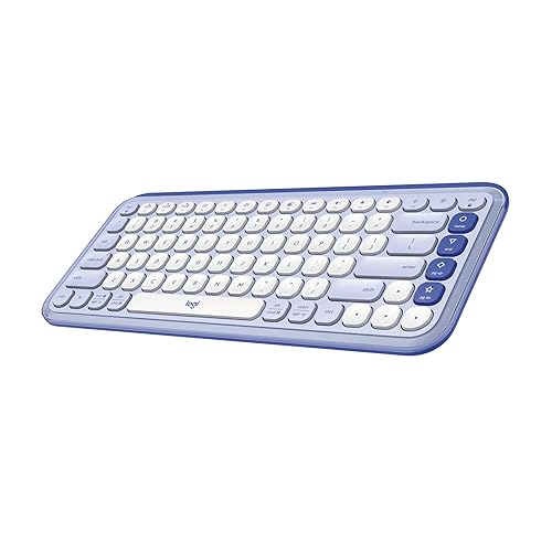 Logitech POP ICON Keys Wireless Bluetooth Keyboard, Comfortable Typing, Programmable Keys, Easy-Switch Between up to 3 Devices, for Laptop, Tablet, PC – Lilac and Off-White Keyboard Lilac