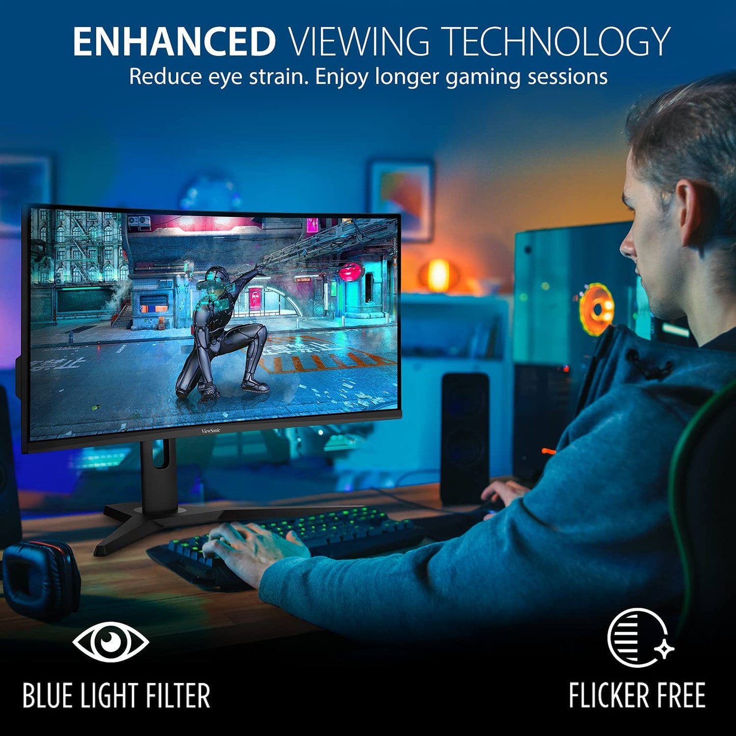 ViewSonic VX3418-2KPC 34 Inch 21:9 UltraWide WQHD 1440p 144Hz 1ms Curved Gaming Monitor with Adaptive-Sync Eye Care HDMI and Display Port 34-Inch 144Hz