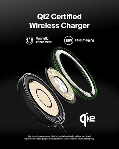 Belkin Magnetic Wireless Charging Pad 15W w/Pop-Up Stand - MagSafe-Compatible Qi2-Certified Wireless Charger for iPhone 16 Series, Samsung Galaxy S25, AirPods, & More w/Power Supply Included - Black
