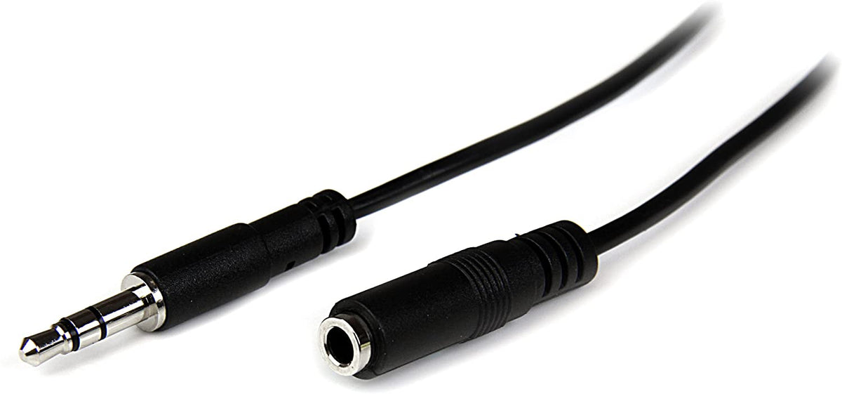 StarTech.com 1m Slim 3.5mm Stereo Extension Audio Cable - M/F - Mini Stereo Extension - 3.5mm Extension - Headphone Ext Cord (MU1MMFS), Black 3 ft / 1m Slim