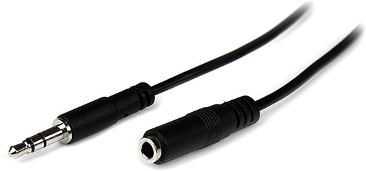 StarTech.com 1m Slim 3.5mm Stereo Extension Audio Cable - M/F - Mini Stereo Extension - 3.5mm Extension - Headphone Ext Cord (MU1MMFS), Black 3 ft / 1m Slim