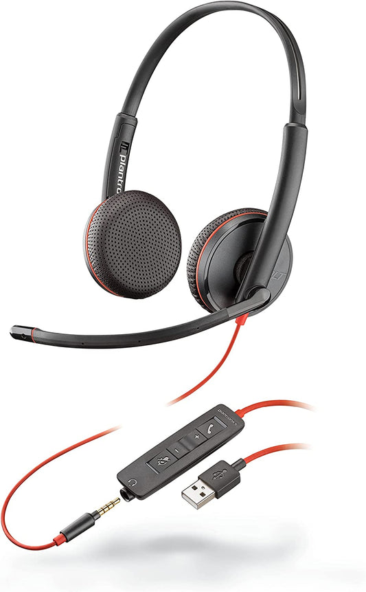 Poly Plantronics Blackwire 3225 USB-A Headset, On-Ear Mono Headset, Wired