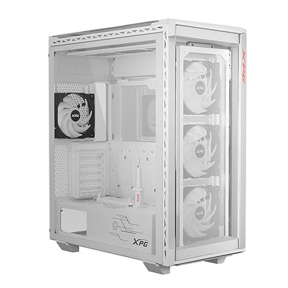 XPG Battlecruiser II Mid-Tower ATX PC Gaming Case: Exoskeleton-Driven, Aesthetics, Efficient Airflow, 420mm Radiator, GPU Holder, Cable Management, XPG Prime Box, White(BATTLECRUISERIIPST-WHCWW)
