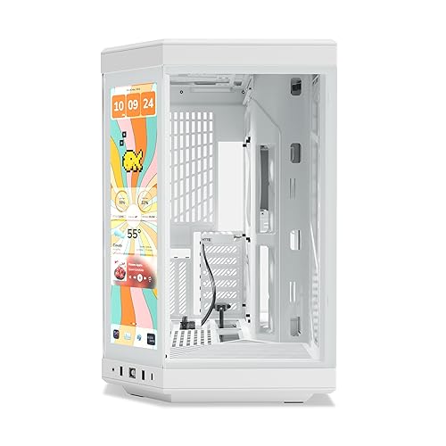 HYTE Y70 Touch Infinite Dual Chamber ATX Mid Tower Modern Aesthetic Case with Integrated 2.5K LCD Touchscreen - Snow White
