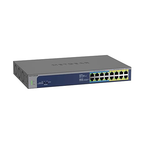 NETGEAR 16-Port Gigabit Ethernet Ultra60 PoE++ Unmanaged Switch with 8 Ports PoE+ and 8 Ports PoE++ and a Total of 380W PoE Budget (GS516UP) 16 port | 8xPoE+, 8xPoE++ 380W
