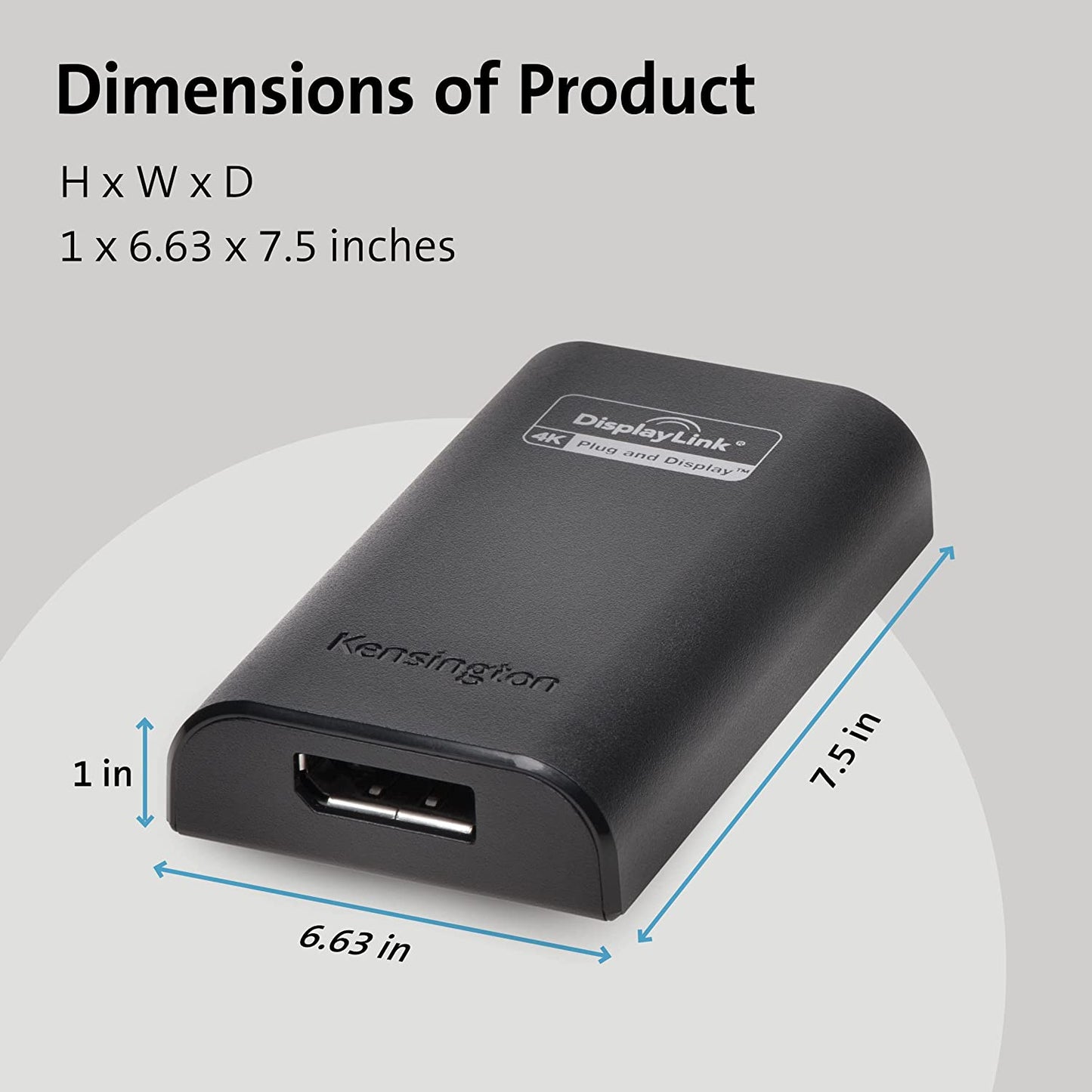 Kensington VU4000D USB 3.0 to DisplayPort 4K Video Adapter (K33989WW)
