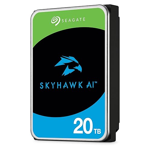 Seagate Skyhawk AI 20TB Video Internal Hard Drive HDD – 3.5 Inch SATA 6Gb/s 512MB Cache for DVR NVR Security Camera System with in-House Rescue Services (ST20000VE003) 20TB Surveillance AI