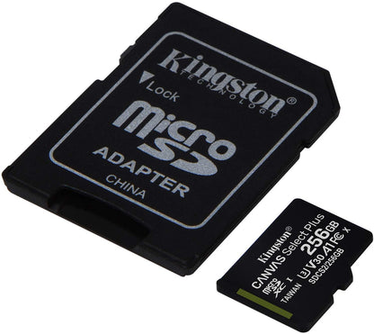 Kingston 256GB microSDXC Canvas Select Plus 100MB/s Read A1 Class 10 UHS-I Memory Card + Adapter (SDCS2/256GB) microSD Card 256GB Fast (Up to 100 MB/s) Single