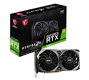 MSI Gaming GeForce RTX 3060 Ti LHR 8GB GDRR6X, 256-Bit, HDMI/DP, Nvlink, Torx Fan 3, Ampere Architecture OC Graphics Card (RTX 3060 TI Ventus 2X 8GD6X OC)